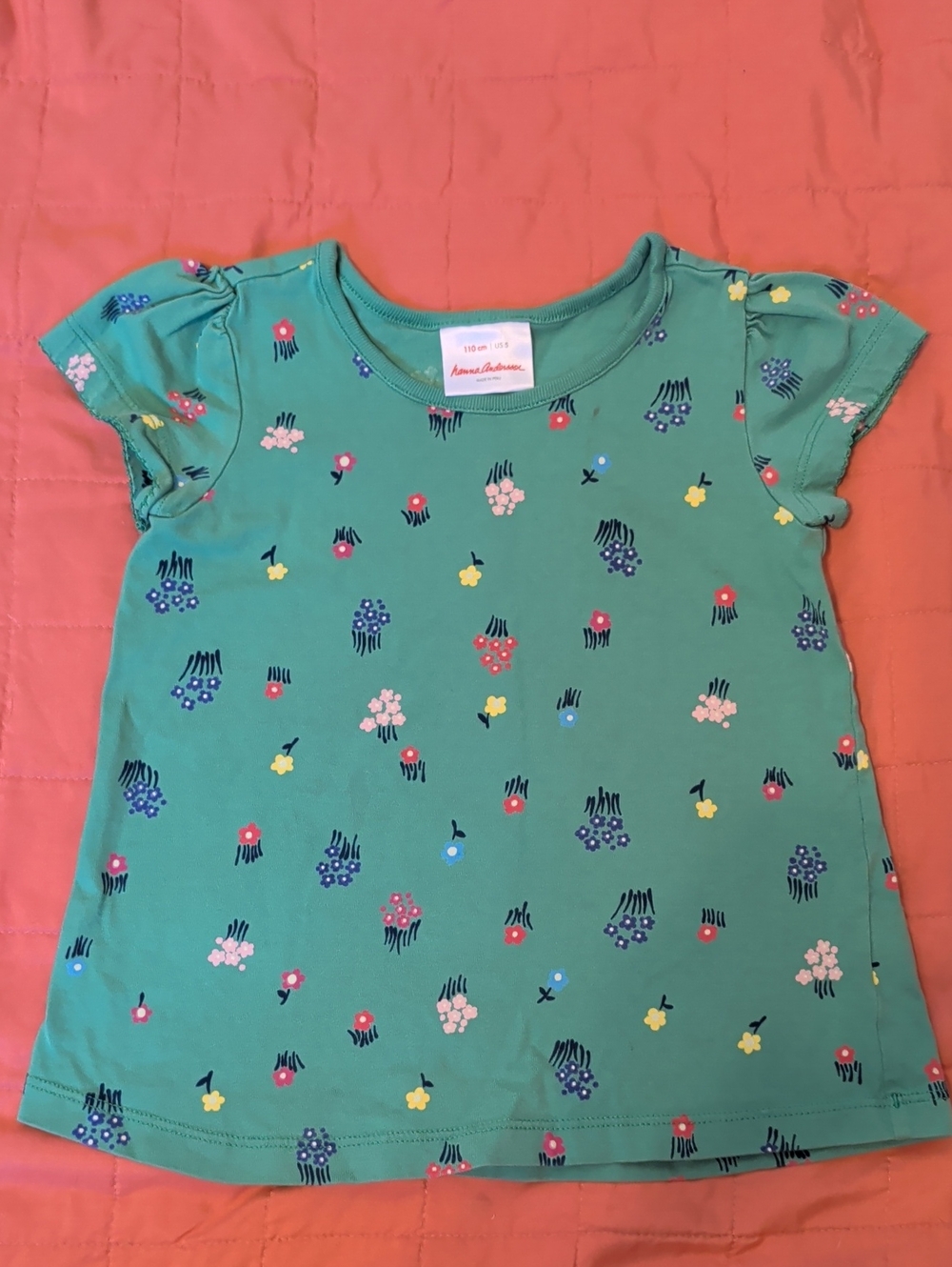 Hanna Andersson green floral print short sleeve tee